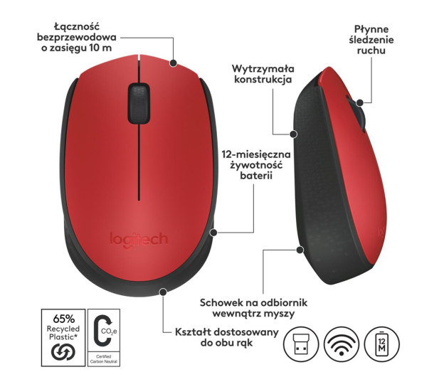 Logitech M171 czerwona - 285735 - zdjęcie 12